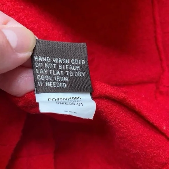 Fever Red Ruffle Collar Button Front 100% Wool Cardigan Sweater Size Small Retro - Picture 13 of 16